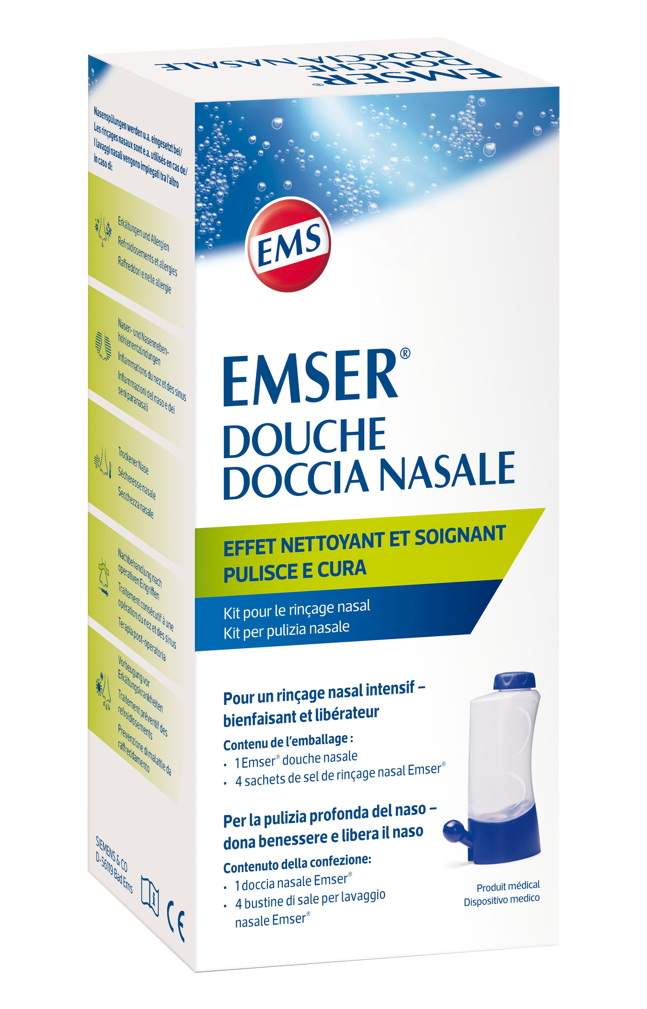 Rinçage nasal en cas de refroidissement avec Emser